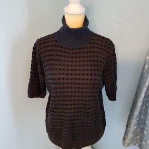 Worth New York 3/4 sleeve checkered velvet top C51